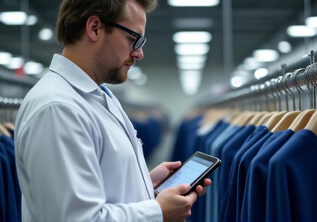 Quality control inspection in a high-tech textile factory